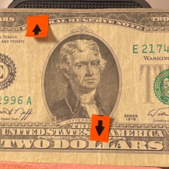 1976 Miscut/Misaligned Top Error $2 Circulated D #205866198537 - Picture 4 of 6